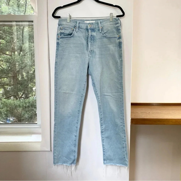 New Mother Scrapper Cuff Ankle Fray Denim Jeans Straight Leg Lonely Hearts Club - Picture 6 of 17